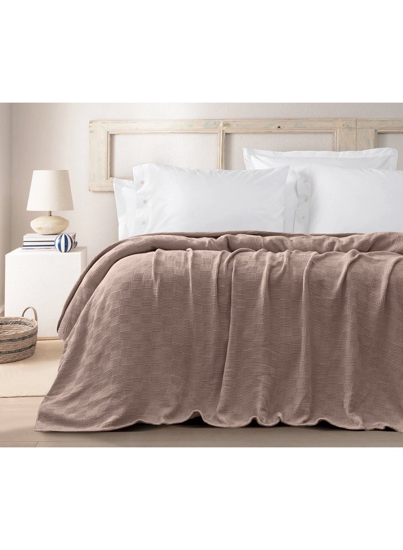 Relax Egyptian cotton Leno throw blanket,ultra-soft & lightweight with an elegant woven design ,king size 255x225 cm , Dark Caffe - Image 3